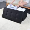 WoneNice Linen Folding Storage Ottoman Bench, Storage Chest, Footrest, Bedroom Bench with Storage, 30 x 15 x 15 Inches (Linen Black) - Image 3