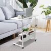 Adjustable Table Student Computer Portable Home Office Furniture Small Spaces Sofa Bedroom Bedside Desk Learn Play Game Desk on Wheels Movable with Storage Desk Size 31.5 * 15.7 Inch,White D - Image 8