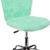 Urban Lifestyle Faux Fur Rolling Task Chair, Mint - Image 2