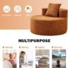 Accent Chair, Living Room Chairs with Pillow, Living Room Accent Chair with Comfortable Teddy Fabric, Round Chair for Living Room (Orange) - Image 7