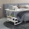 Adjustable Table Student Computer Portable Home Office Furniture Small Spaces Sofa Bedroom Bedside Desk Learn Play Game Desk on Wheels Movable with Storage Desk Size 31.5 * 15.7 Inch,White D - Image 3
