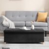 43 Inches Folding Storage Ottoman Bench, Velvet Storage Chest, Footrest Couch with Wooden Legs, Support 350lbs for Bedroom, Living Room, Hallway, Black - Image 6