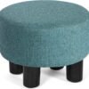 Asense Round Footrest Ottoman Footstools Padded Small Seat with Non-Skid Legs (Blue, Round) - Image 2