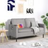 STHOUYN 56" W Fabric Loveseat Sofa with 2 USB, Small Couches for Living Room, Bedroom, Office, Easy Assembly & Comfy Cushion, Light Grey - Image 3