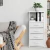 YBING Nightstand with 4 Drawers End Table White Bedside Table with Storage 36 Inch Tall Night Stand for Bedroom Living Room, Wood Top - Image 6