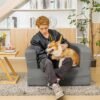 3-in-1 Bean Bag Chair for Adults, Folding Bean Bag Sofa, Giant Lazy Floor Sofa Bed, Velvet Memory Foam BeanBag Chairs with Pillow for Bedroom, Living Room, Dorm - Image 4