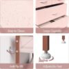 5 Drawers Dresser, Tall Dresser for Bedroom, Fabric Drawer Organizer Unit, Chest of Drawers with Hooks, Open Shelf for Closet, Living Room, Hallway, Entryway (Pink Wood Grain Print) - Image 7