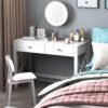 WiberWi Home Office Desk with Drawers White Modern Writing Computer Desk, Small Makeup Vanity Table Desk for Bedroom, Study Table for Home Office - Image 8