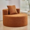 Accent Chair, Living Room Chairs with Pillow, Living Room Accent Chair with Comfortable Teddy Fabric, Round Chair for Living Room (Orange) - Image 2