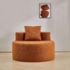 Accent Chair, Living Room Chairs with Pillow, Living Room Accent Chair with Comfortable Teddy Fabric, Round Chair for Living Room (Orange) - Image 4